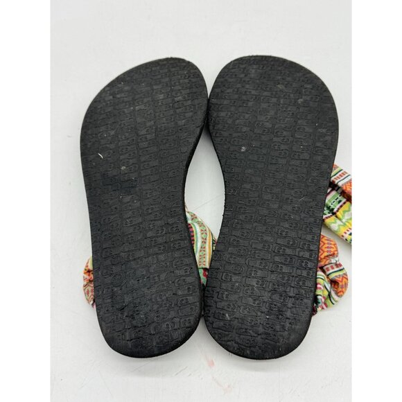 Sanuk Yoga Sling 2 Flip Flop Sandals Women's 8 Black Natural Koa Tribal Beach - Picture 9 of 9